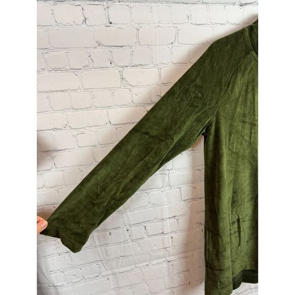 J.JILL PUREJILL green stretch cotton blend velvet A-line full zip cardigan M - Picture 5 of 9